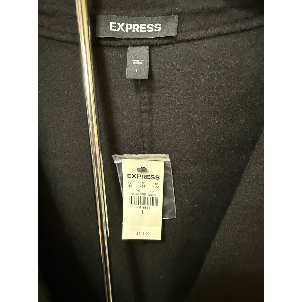 Express Mens Black Wool Blend 2-Button Blazer Jacket Large NWT - Picture 3 of 5